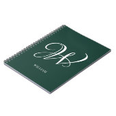 Initiaal gepersonaliseerd Elegant Emerald Monogram Notitieboek (Linkerzijde)