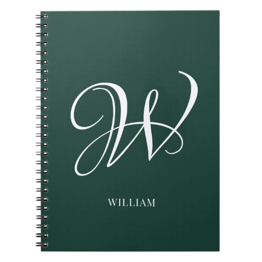 Initiaal gepersonaliseerd Elegant Emerald Monogram Notitieboek (Voorkant)