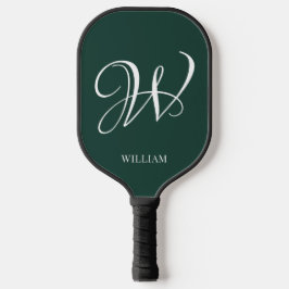 Initiaal gepersonaliseerd Elegant Emerald Monogram Pickleball Paddle
