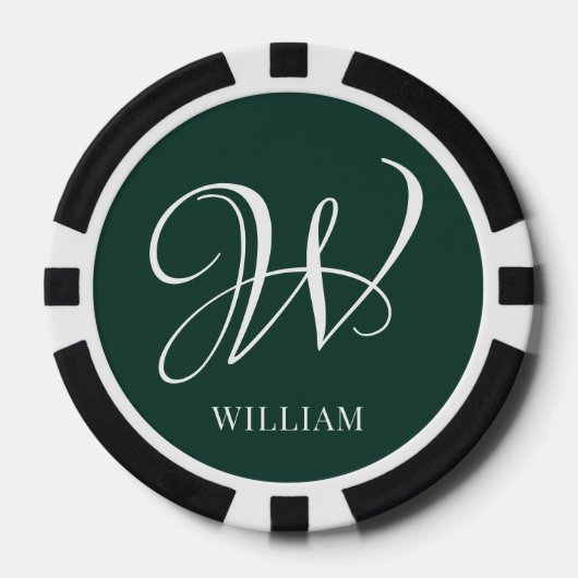 Initiaal gepersonaliseerd Elegant Emerald Monogram Poker Chips (Voorkant)
