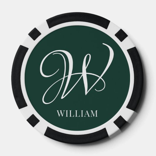 Initiaal gepersonaliseerd Elegant Emerald Monogram Poker Chips (Achterkant)