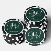 Initiaal gepersonaliseerd Elegant Emerald Monogram Poker Chips (Opstapeling)