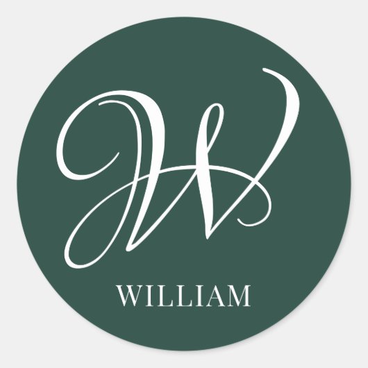 Initiaal gepersonaliseerd Elegant Emerald Monogram Ronde Sticker (Voorkant)