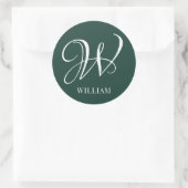 Initiaal gepersonaliseerd Elegant Emerald Monogram Ronde Sticker (Tas)
