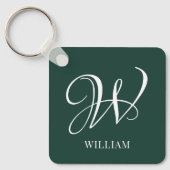 Initiaal gepersonaliseerd Elegant Emerald Monogram Sleutelhanger (Voorkant)