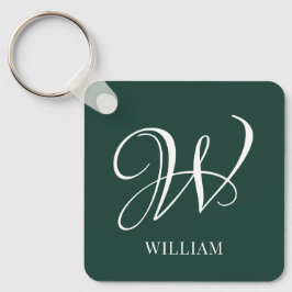 Initiaal gepersonaliseerd Elegant Emerald Monogram Sleutelhanger