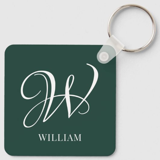Initiaal gepersonaliseerd Elegant Emerald Monogram Sleutelhanger (Achterkant)