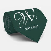 Initiaal gepersonaliseerd Elegant Emerald Monogram Stropdas (Opgerold)