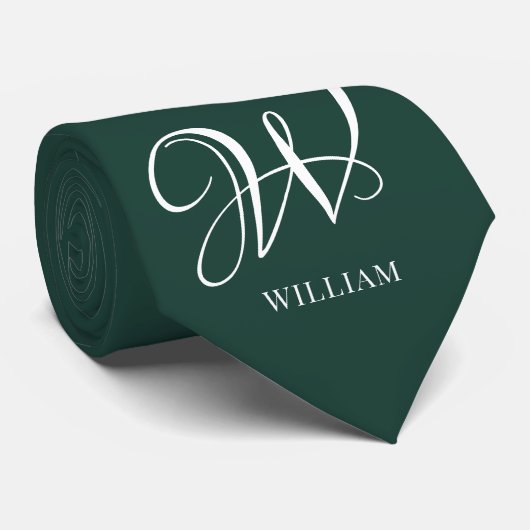 Initiaal gepersonaliseerd Elegant Emerald Monogram Stropdas (Opgerold)