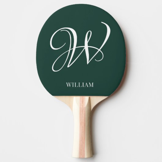 Initiaal gepersonaliseerd Elegant Emerald Monogram Tafeltennisbatje (Voorkant)