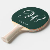 Initiaal gepersonaliseerd Elegant Emerald Monogram Tafeltennisbatje (Voorkant Gekanteld)