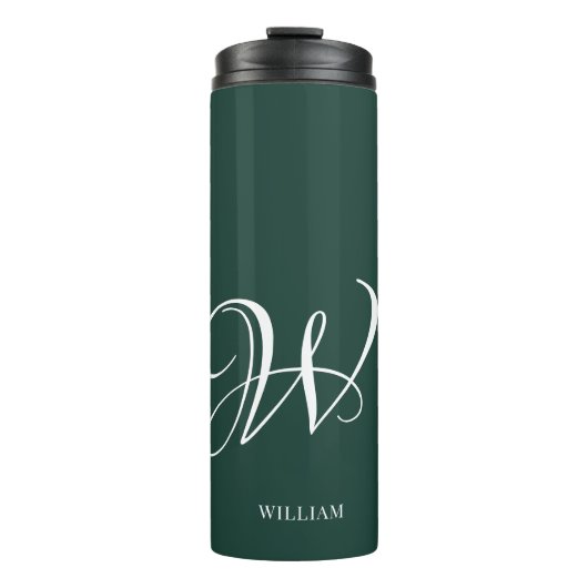 Initiaal gepersonaliseerd Elegant Emerald Monogram Thermosbeker (Voorkant)