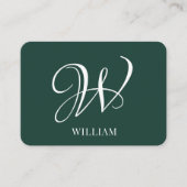 Initiaal gepersonaliseerd Elegant Emerald Monogram Visitekaartje (Voorkant)