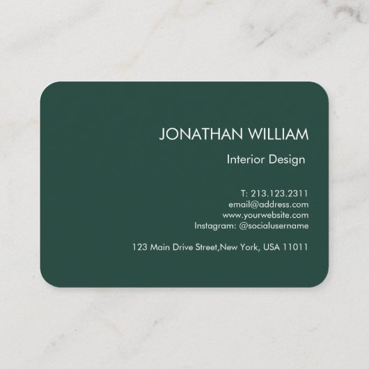 Initiaal gepersonaliseerd Elegant Emerald Monogram Visitekaartje (Achterkant)