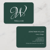 Initiaal gepersonaliseerd Elegant Emerald Monogram Visitekaartje (Voorkant / Achterkant)
