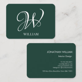 Initiaal gepersonaliseerd Elegant Emerald Monogram Visitekaartje