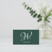 Initiaal gepersonaliseerd Elegant Emerald Monogram Visitekaartje (Staand voorkant)