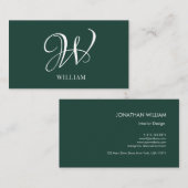 Initiaal gepersonaliseerd Elegant Emerald Monogram Visitekaartje (Voorkant / Achterkant)