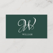 Initiaal gepersonaliseerd Elegant Emerald Monogram Visitekaartje (Voorkant)