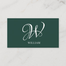 Initiaal gepersonaliseerd Elegant Emerald Monogram Visitekaartje