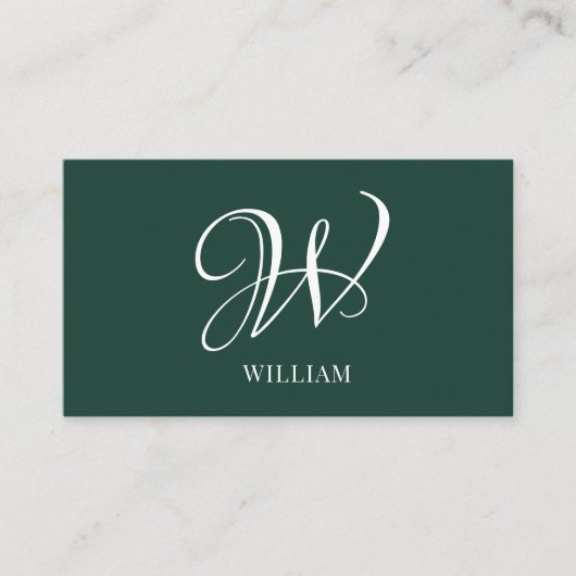 Initiaal gepersonaliseerd Elegant Emerald Monogram Visitekaartje (Voorkant)