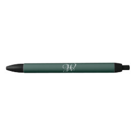 Initiaal gepersonaliseerd Elegant Emerald Monogram Zwarte Inkt Pen