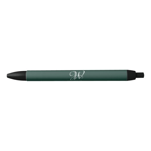 Initiaal gepersonaliseerd Elegant Emerald Monogram Zwarte Inkt Pen (Voorkant)
