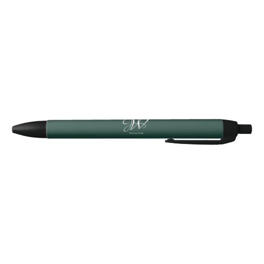 Initiaal gepersonaliseerd Elegant Emerald Monogram Zwarte Inkt Pen (Bodem)