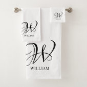 Initiaal gepersonaliseerd elegant wit monogram bad handdoek (Insitu)
