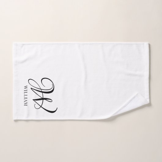Initiaal gepersonaliseerd elegant wit monogram bad handdoek (Handdoek)
