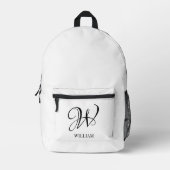 Initiaal gepersonaliseerd elegant wit monogram bedrukte rugzak (Voorkant)