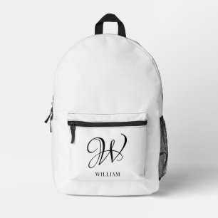 Initiaal gepersonaliseerd elegant wit monogram bedrukte rugzak