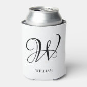 Initiaal gepersonaliseerd elegant wit monogram blikjeskoeler (Blikje Voorkant)