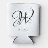 Initiaal gepersonaliseerd elegant wit monogram blikjeskoeler (Voorkant)