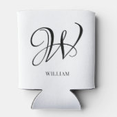Initiaal gepersonaliseerd elegant wit monogram blikjeskoeler (Achterkant)