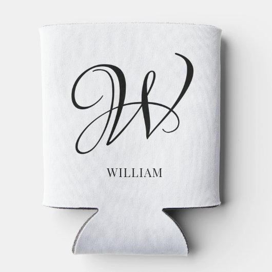 Initiaal gepersonaliseerd elegant wit monogram blikjeskoeler (Achterkant)