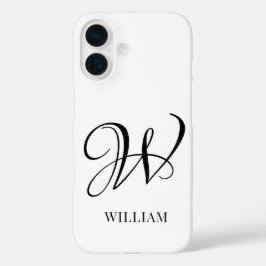 Initiaal gepersonaliseerd elegant wit monogram iPhone 16 hoesje