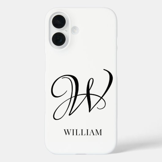 Initiaal gepersonaliseerd elegant wit monogram Case-Mate iPhone case (Achterkant)