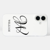 Initiaal gepersonaliseerd elegant wit monogram Case-Mate iPhone case (Achterkant (horizontaal))