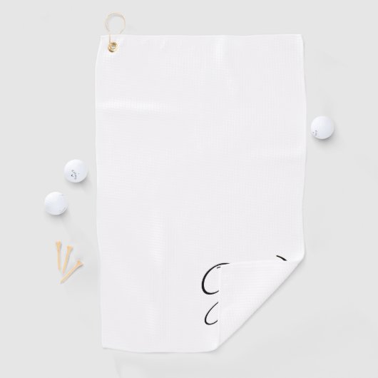 Initiaal gepersonaliseerd elegant wit monogram golfhanddoek (Insitu)