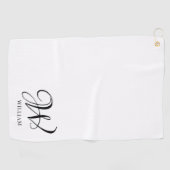Initiaal gepersonaliseerd elegant wit monogram golfhanddoek (Horizontaal)
