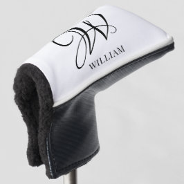 Initiaal gepersonaliseerd elegant wit monogram golfheadcover