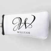 Initiaal gepersonaliseerd elegant wit monogram golfheadcover (Voorkant)