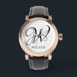 Initiaal gepersonaliseerd elegant wit monogram horloge<br><div class="desc">Eenvoudige stijlvolle aangepaste initiaal monogram in de moderne typografie. Perfect cadeau op maat met een persoonlijk tintje</div>