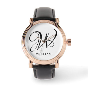 Initiaal gepersonaliseerd elegant wit monogram horloge