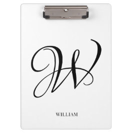 Initiaal gepersonaliseerd elegant wit monogram klembord