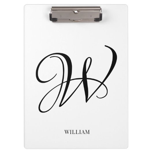Initiaal gepersonaliseerd elegant wit monogram klembord (Voorkant)