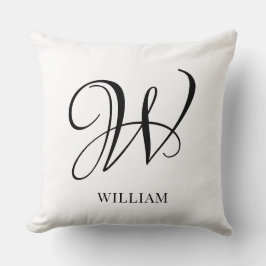 Initiaal gepersonaliseerd elegant wit monogram kussen