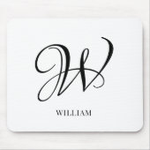 Initiaal gepersonaliseerd elegant wit monogram muismat (Voorkant)
