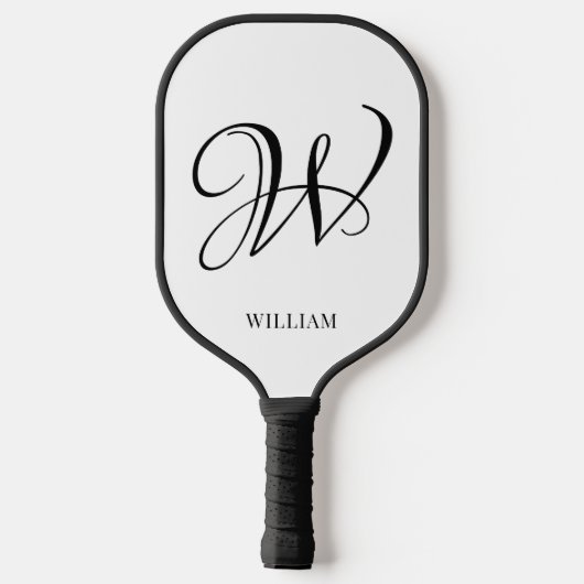 Initiaal gepersonaliseerd elegant wit monogram pickleball paddle (Achterkant)